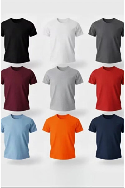 CLAYES 9 Τεμάχια oversized Unisex Βασικά T-Shirts – Πολύχρωμη Συσκευασία