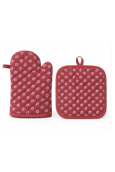 OEM Oven mitt and pot holder set, premium textiles, thermal protection, flora...