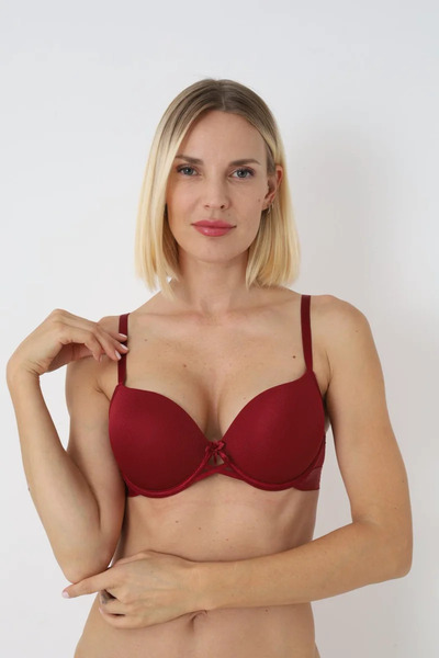 MODELLİFE Μπορντό Σουτιέν με Διπλή Υποστήριξη και Διπλή Ενίσχυση Push Up, με ...