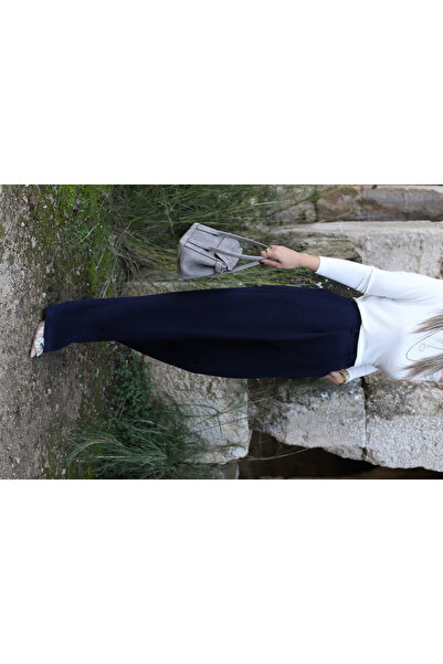 bytugcekaya Navy Blue Back Pocket Detail Palazzo
