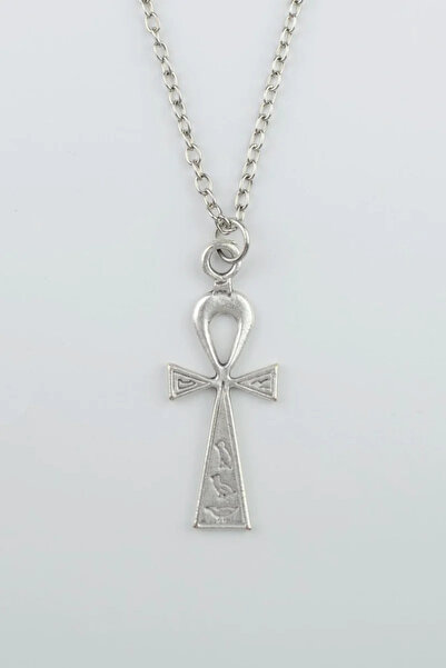 ıdr Ankh Anahtarı - Nil'in Anahtarı Gümüş Kaplama Düz Zincir Kolye