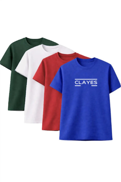 CLAYES Unisex tricou supradimensionat cu imprimeu – Pachet de 4 verde, alb, r...