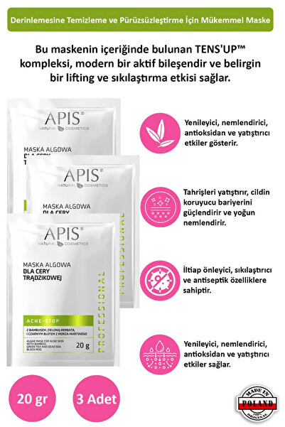 Apis Natural Cosmetics قناع الطحالب - - 3 قطع - 20 جرام