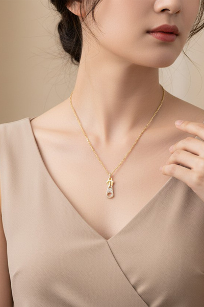 XUPING JEWELRY Stil Incisi/ 14 Ayar Altın Kaplama Fermuar Model Zirkon Taşlı ...