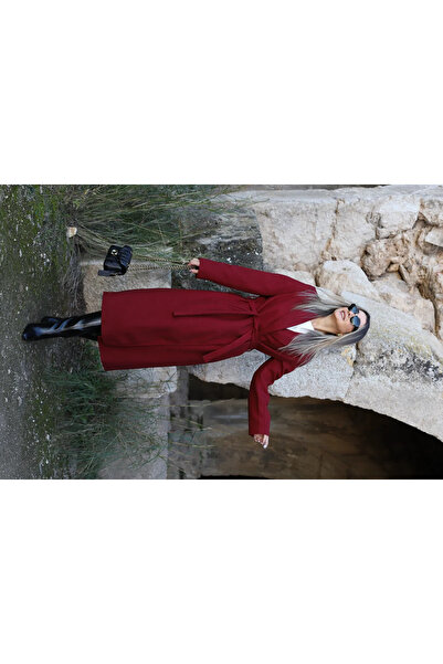 bytugcekaya Бордовий підкладковий кашеміровий пальто