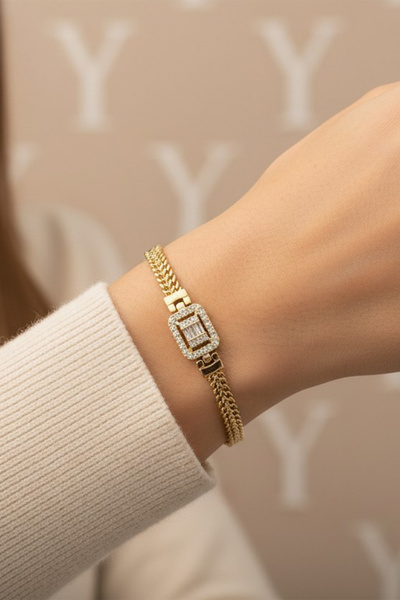 XUPING JEWELRY سوار من مجوهرات XUPING على شكل حرف X مع حجر زركون باجيت في الم...