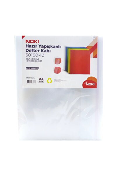 Noki A4 10'lu Şeffaf Hazır Yapışkanlı Defter Kabı 60160-10