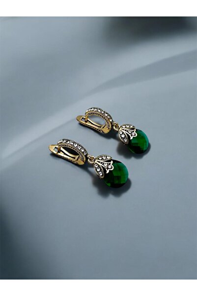 FUYA JEWELLERY Zümrüt (YEŞİL) Taşlı Kedi Gözü Küpe