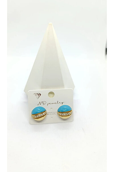 ndjewelry الهالة الزرقاء - أقراط لامعة باللون الفيروزي