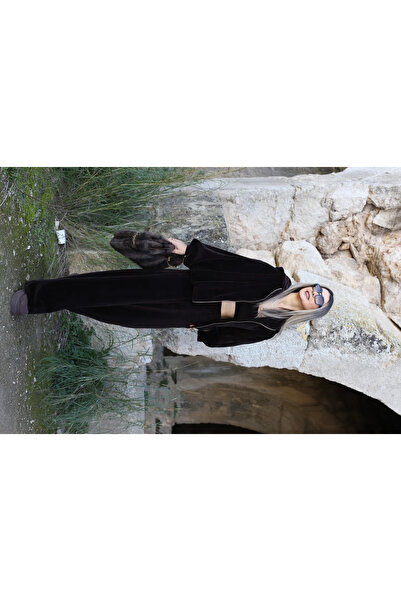 bytugcekaya Set cu fermoar triplu din catifea maro amar