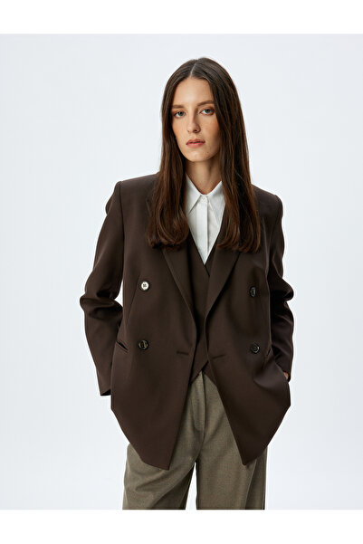 Koton سترة بليزر مزدوجة الصدر بأزرار مع جيوب