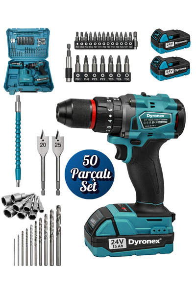 DYRONEX Profesyonel Çift Akülü 1.5 Ah Darbeli Akülü Vidalama DYR03