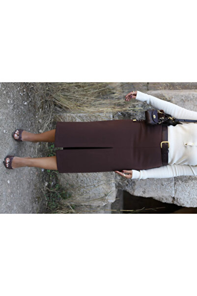 bytugcekaya Καφέ φούστα με σχισμή μπροστά