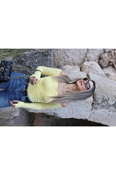 bytugcekaya Bluză galbenă cu șnur, fără umăr