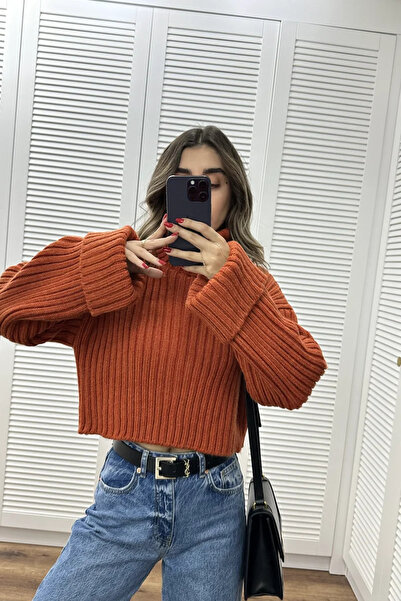 bytugcekaya Mânecă stratificată de culoare scorțișoară - Pulover de mărime st...