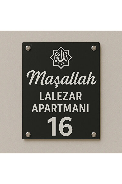 Outdoor One Kişiye Özel Maşallah Kapı İsimliği | Yazılı Pleksi Apartman & Sit...