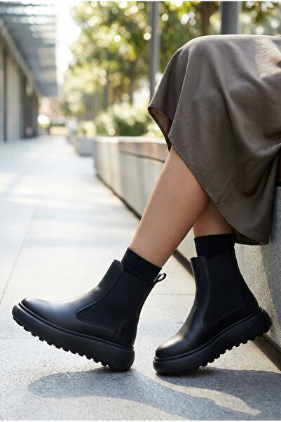 Lufian Winter Water-Resistant Lace-Up Boot Black Monica Unisex Leather Boots ...