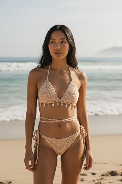Major Butik Tığ Örgü Deniz Kabuklu Bikini Takım