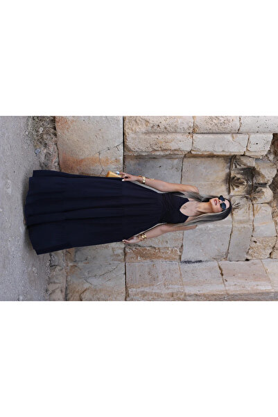 bytugcekaya Rochie casual cu șnur albastru bleumarin