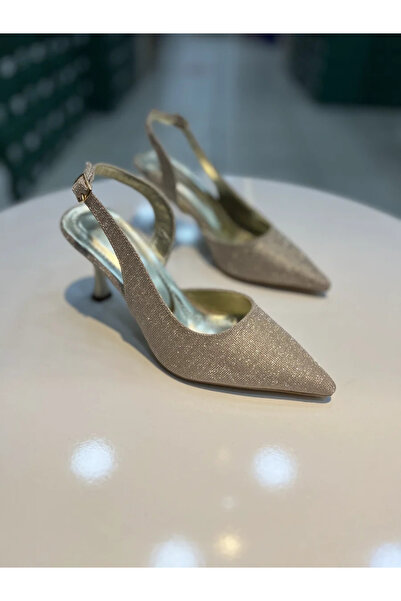 Alphus Hco Heeled Glittery Open Back Stylish Heeled Shoes