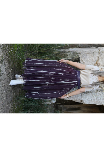 bytugcekaya Fusta din șifon cu detalii tip curea și inserții în nuanța prune