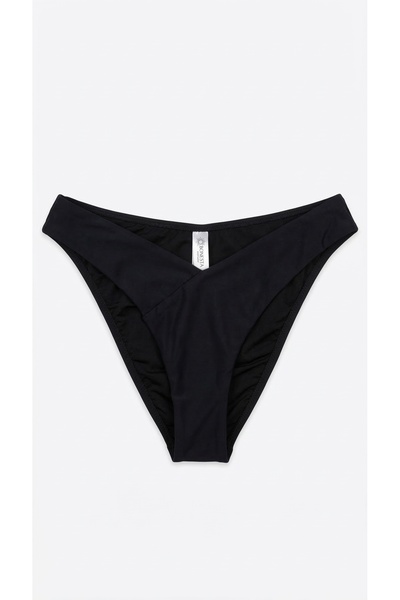Zi Çok Dar Kalıp Siyah Ön V Kesim Çizgi Şerit Kalın Kenarlı Astarlı Bikini Altı