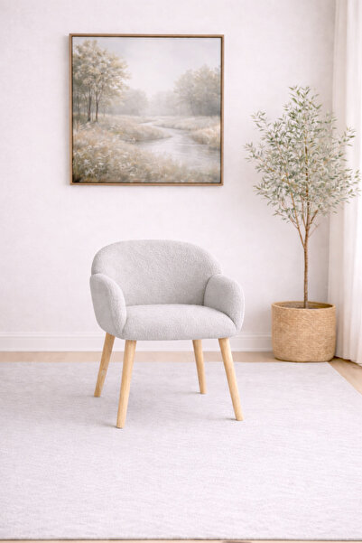 DEKOR MOBİLYACIM Jasmine Ahşap Ayaklı Retro Puf Minimal Berjer Makyaj Masası ...