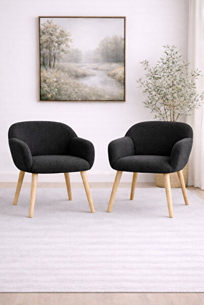 DEKOR MOBİLYACIM Jasmine 2 Berjer Set Ahşap Ayaklı Retro Minimal Berjer Makya...