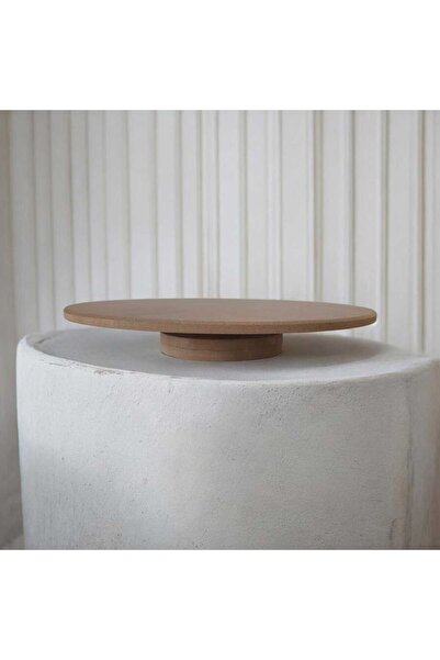 SEKAY AHŞAP Ahşap Boyanabilir Yuvarlak Döner Sunumluk-Döner Pasta Standı