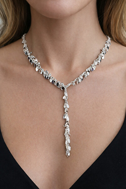 Modex Movable Oval Barley Detail Sparkling Adjustable Y Necklace (60cm)