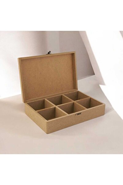 Genel Markalar Ahşap boyanabilir 6 bölmeli saat-takı-aksesuar-dekoratif çok a...