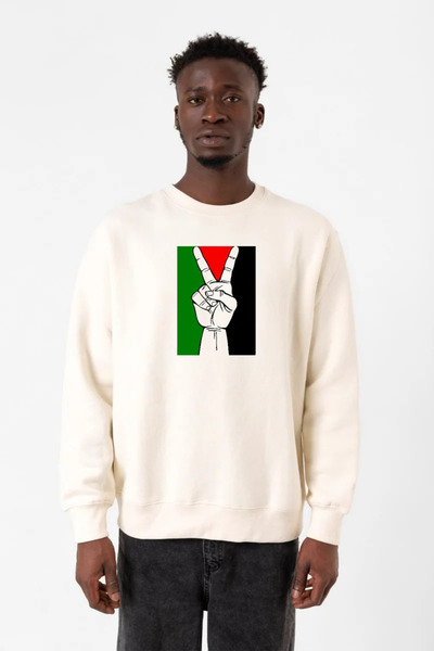 Tshirthane Muška majica sa slobodnim rukavima i palestinskom zastavom, bež bo...