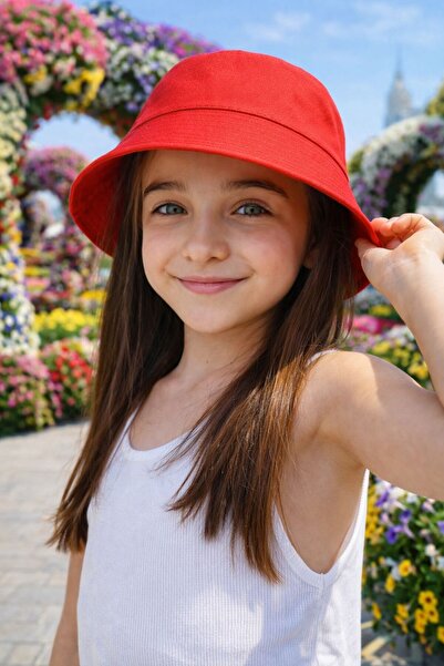 FELLMENS Червена унисекс шапка тип „букет“ за деца на възраст 10–18 години