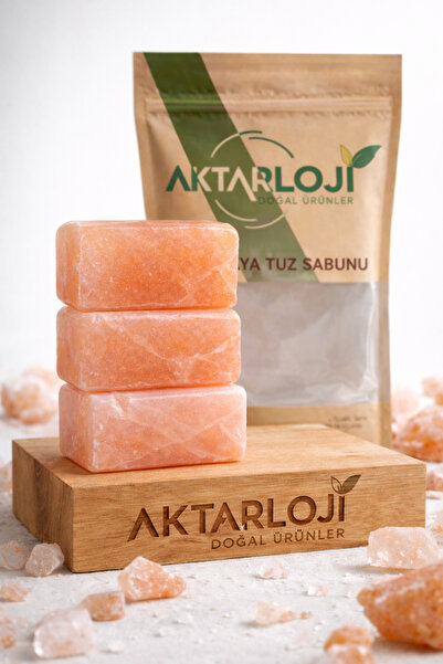 aktarloji 3 Adet Pembe Himalaya Tuzu Sabunu / Büyük Boy 200-350 Gr / Doğal Ka...