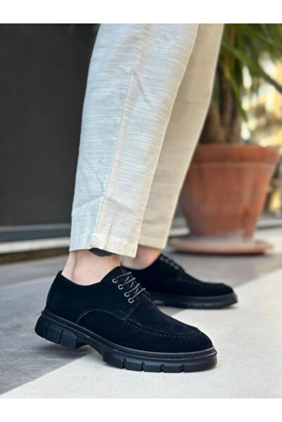 BOA Ba0237 Lace-Up Classic Black Sole Suede Casual Men's Shoes