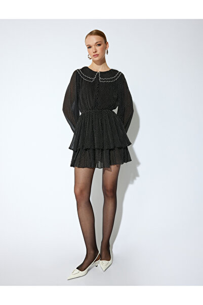 Koton Mini rochie cu mâneci lungi guler tip Peter Pan cu buline