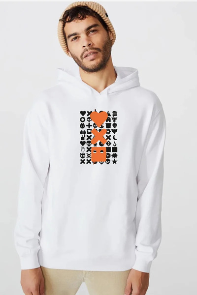 Tshirthane Love Death Robots narandžasto-bela muška majica sa kapuljačom 3ip