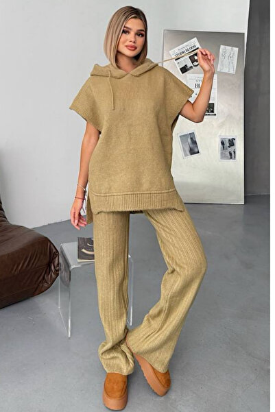 KECHİ WOMAN Hooded Sleeveless Knitwear Set