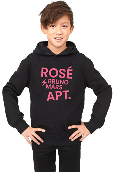 Tshirthane BLACKPINK ROSE BRUNO MARS APT - Черен суичър с качулка за деца 3ip