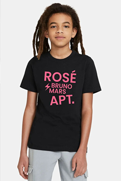 Tshirthane BLACKPINK ROSE BRUNO MARS APT Μαύρο παιδικό μπλουζάκι