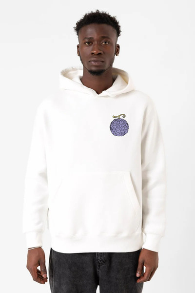 Tshirthane One Piece anime - muška bela majica sa kapuljačom "Devil Fruit Gom...