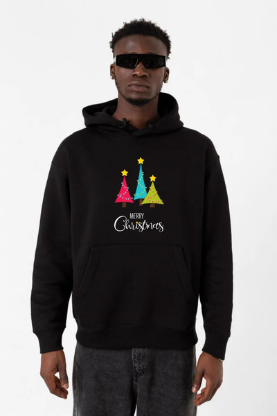 Tshirthane Srećan Božić crna muška 3ip majica sa kapuljačom