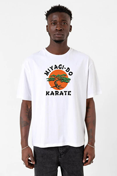 Tshirthane Cobra Kai Miyagi Do Karate White Men's Oversize T-shirt