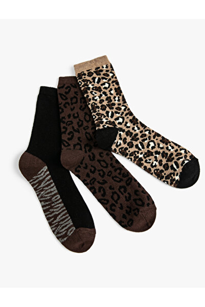 Koton Set de 3 șosete multicolore cu model leopard