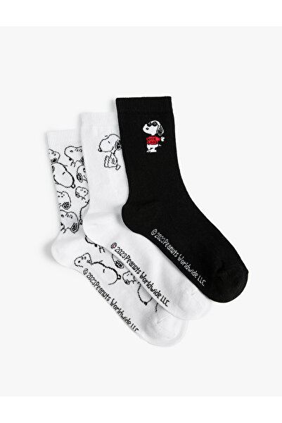 Koton Κάλτσες Snoopy με μοτίβο με άδεια χρήσης, 3 τεμάχια