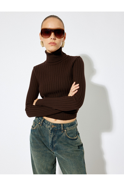 Koton 5wak90512ht 517 Braun Damen Strickpullover