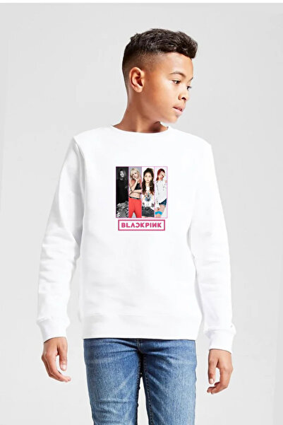 Tshirthane Детски суитшърт 2ip с черно-розова лента и бял цвят