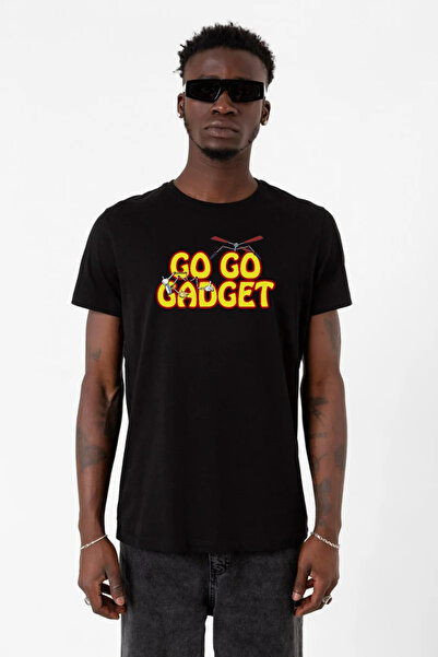 Tshirthane Ανδρικό μπλουζάκι Inspector Gadget Go Go Gadget μαύρο