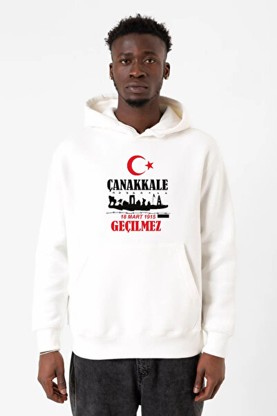 Tshirthane 18. mart Çanakkale Nepobediva bela muška 3ip majica sa kapuljačom