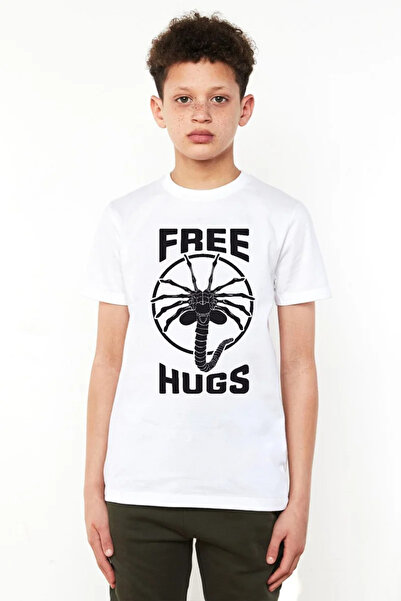 Tshirthane Δωρεάν μπλουζάκι Facehugger Hugs White Kids Cycling